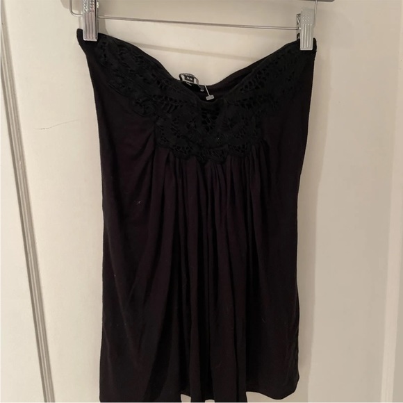 Black sky strapless tube top with crochet sheer detail and pleats xsmall - Picture 1 of 6
